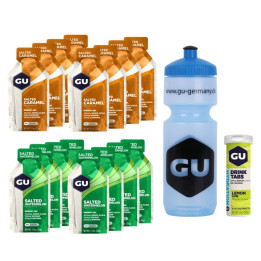 GU Pack Degustação Salgado (16 Géis + Pastilhas + Bidão)