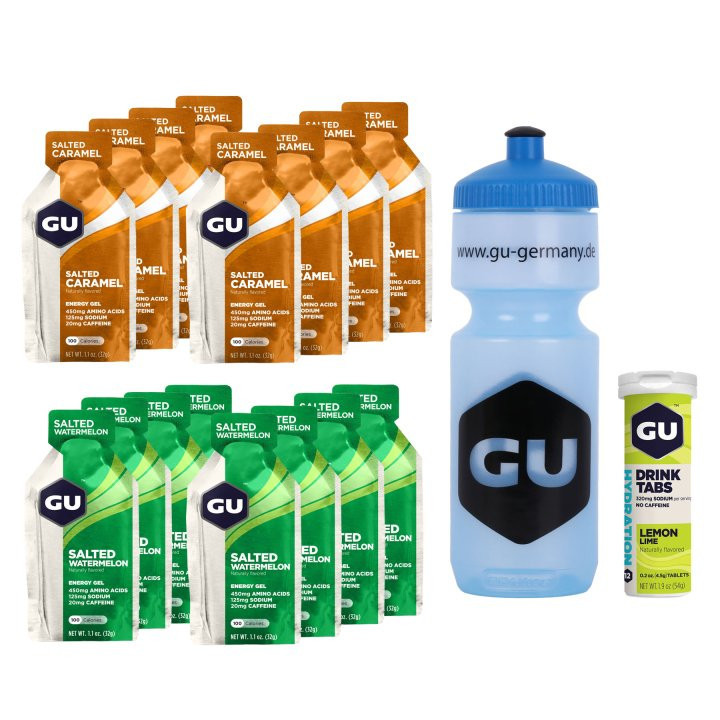GU Pack Degustação Salgado (16 Géis + Pastilhas + Bidão)